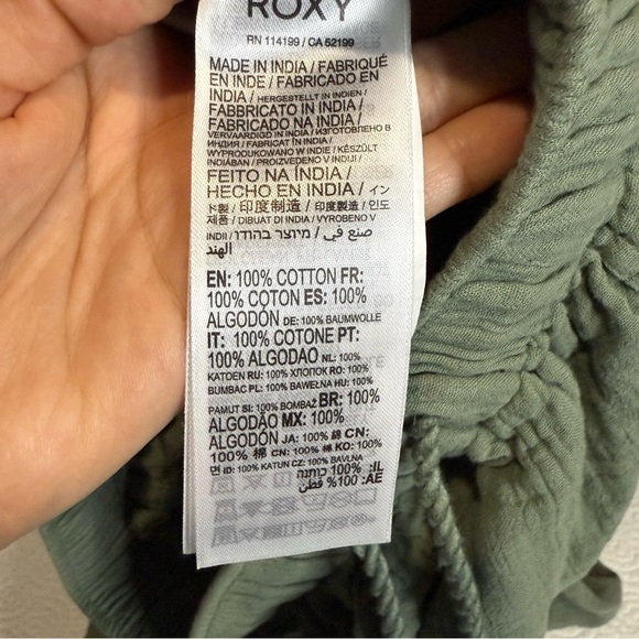 Roxy Green Wide Leg Pants with Relaxed Fit 100% cotton - Picture 12 of 14